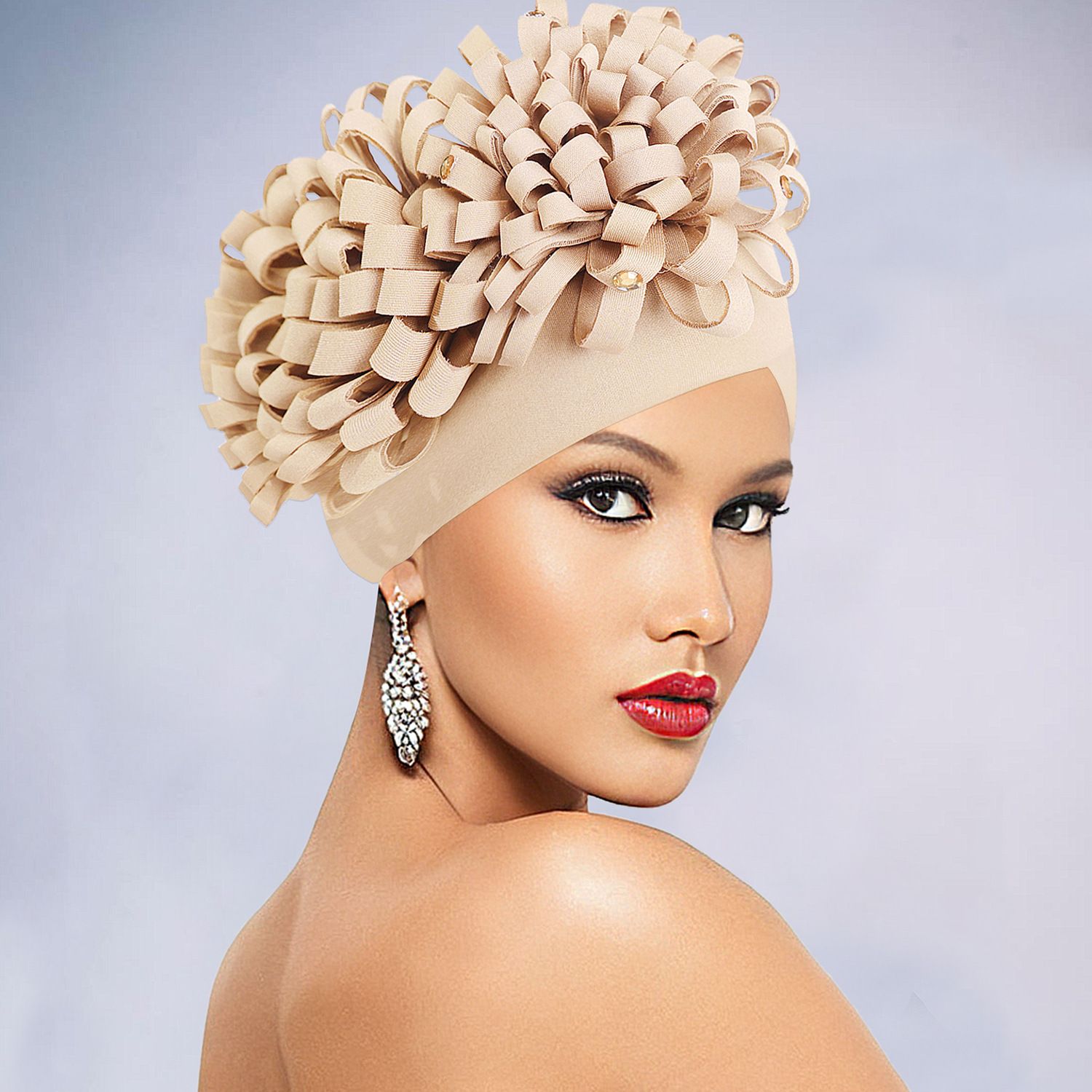 Stylish African Auto Gele Headtie Diamonds Women's Turban Cap Wedding Geles Muslim Head Wraps Bonnet
