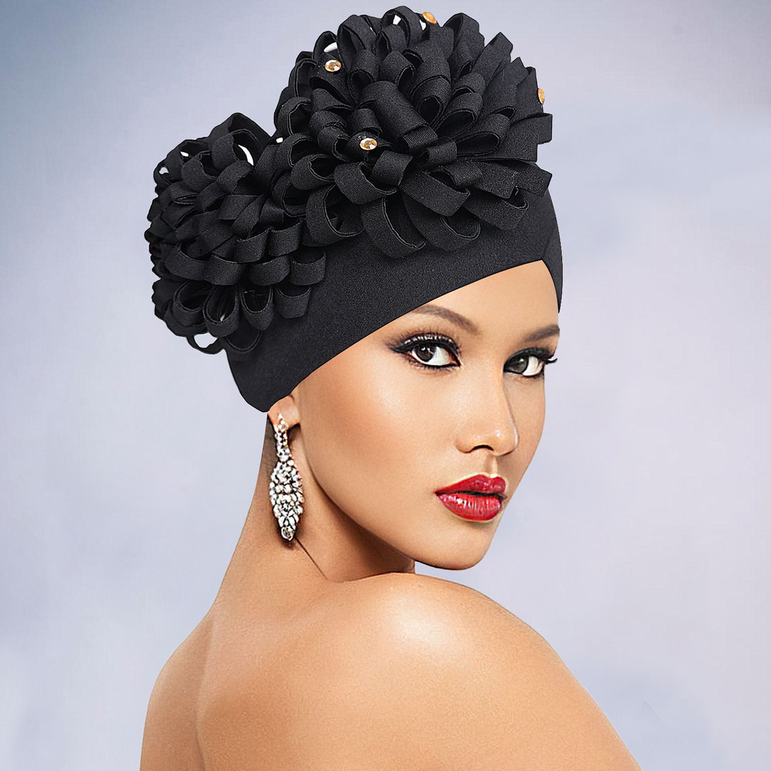 Stylish African Auto Gele Headtie Diamonds Women's Turban Cap Wedding Geles Muslim Head Wraps Bonnet