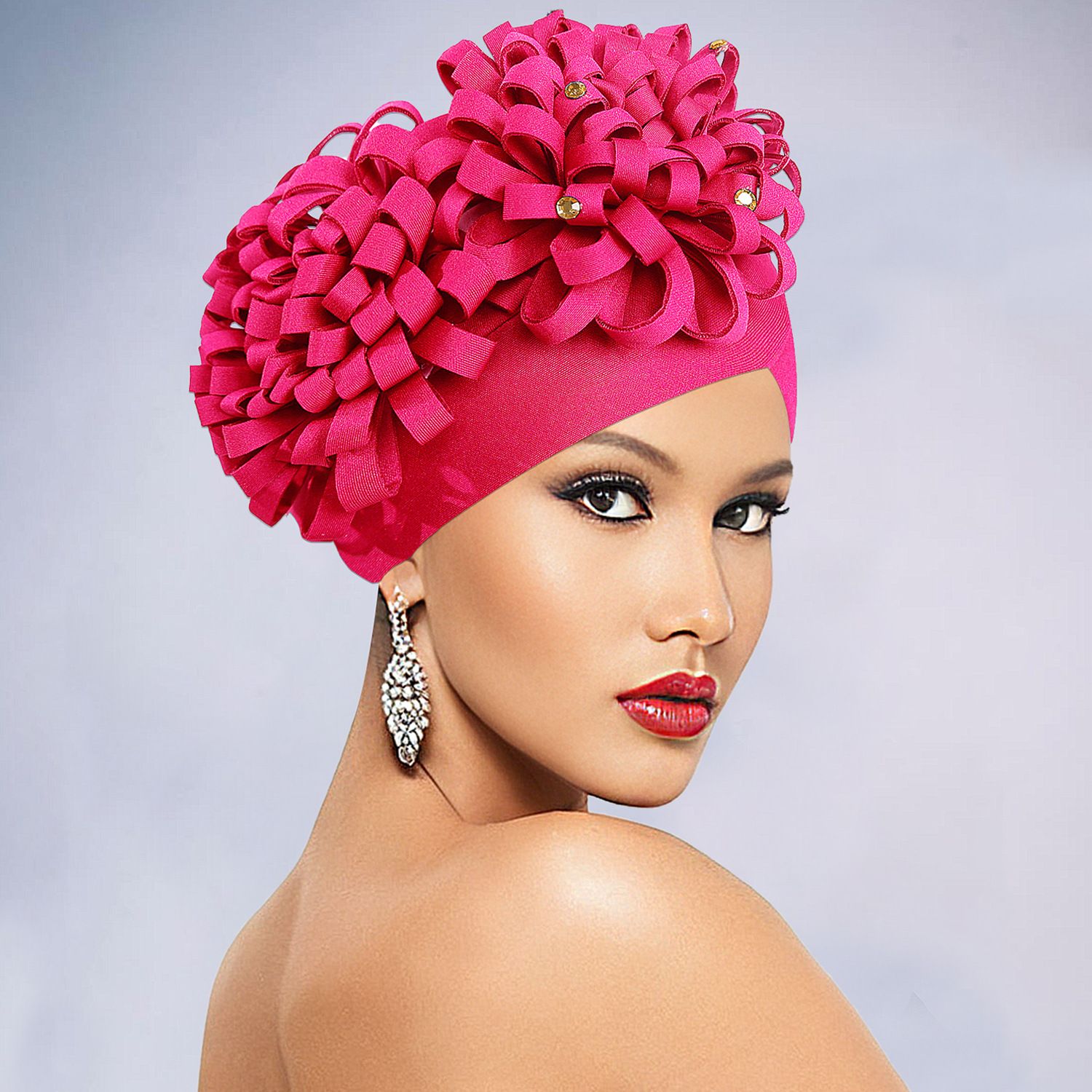 Stylish African Auto Gele Headtie Diamonds Women's Turban Cap Wedding Geles Muslim Head Wraps Bonnet