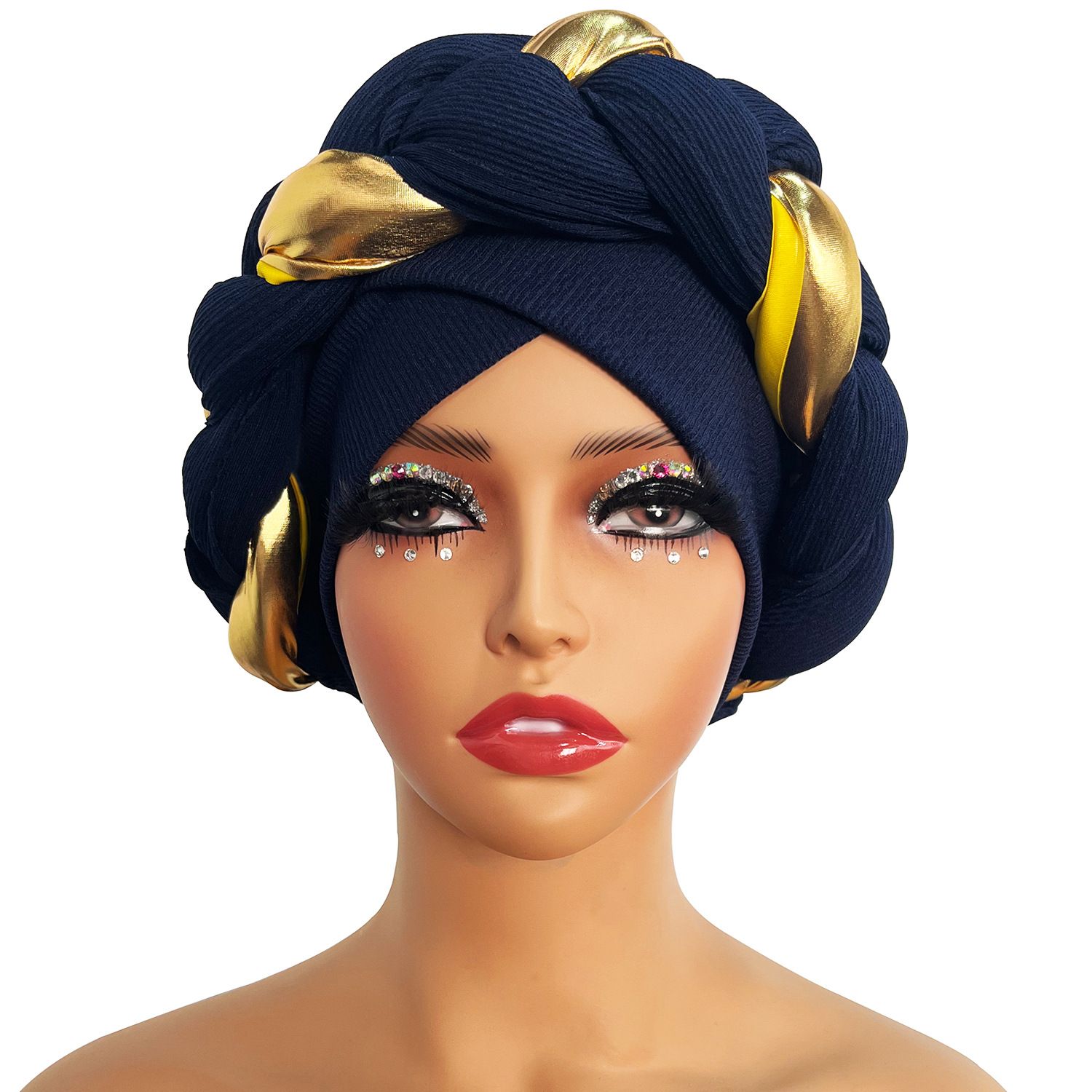 Golden Big Braid Turban Hat Head Wraps Boho Beanies Elastic Bandana Chemo Cap Bonnet Lady Party Headpiece For wedding