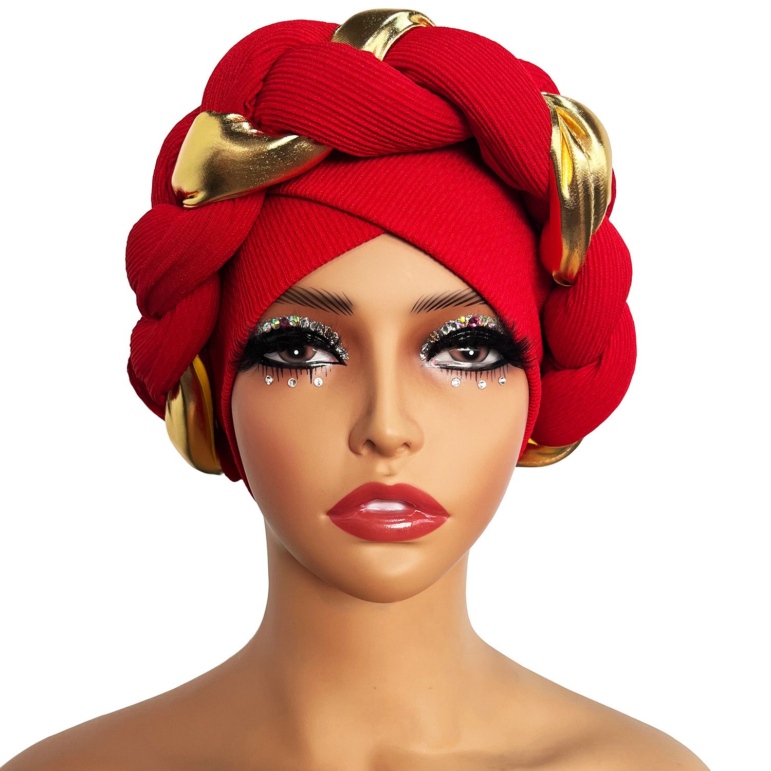 Golden Big Braid Turban Hat Head Wraps Boho Beanies Elastic Bandana Chemo Cap Bonnet Lady Party Headpiece For wedding