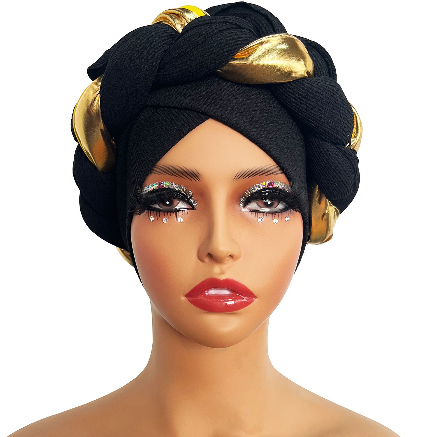 Golden Big Braid Turban Hat Head Wraps Boho Beanies Elastic Bandana Chemo Cap Bonnet Lady Party Headpiece For wedding