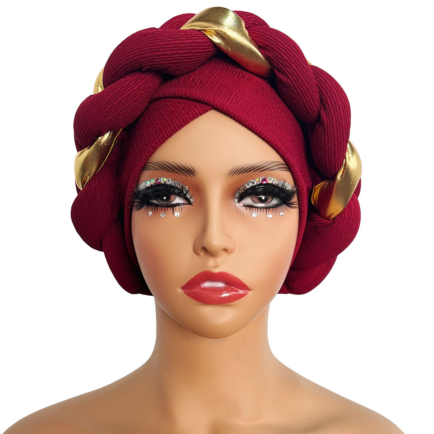 Golden Big Braid Turban Hat Head Wraps Boho Beanies Elastic Bandana Chemo Cap Bonnet Lady Party Headpiece For wedding