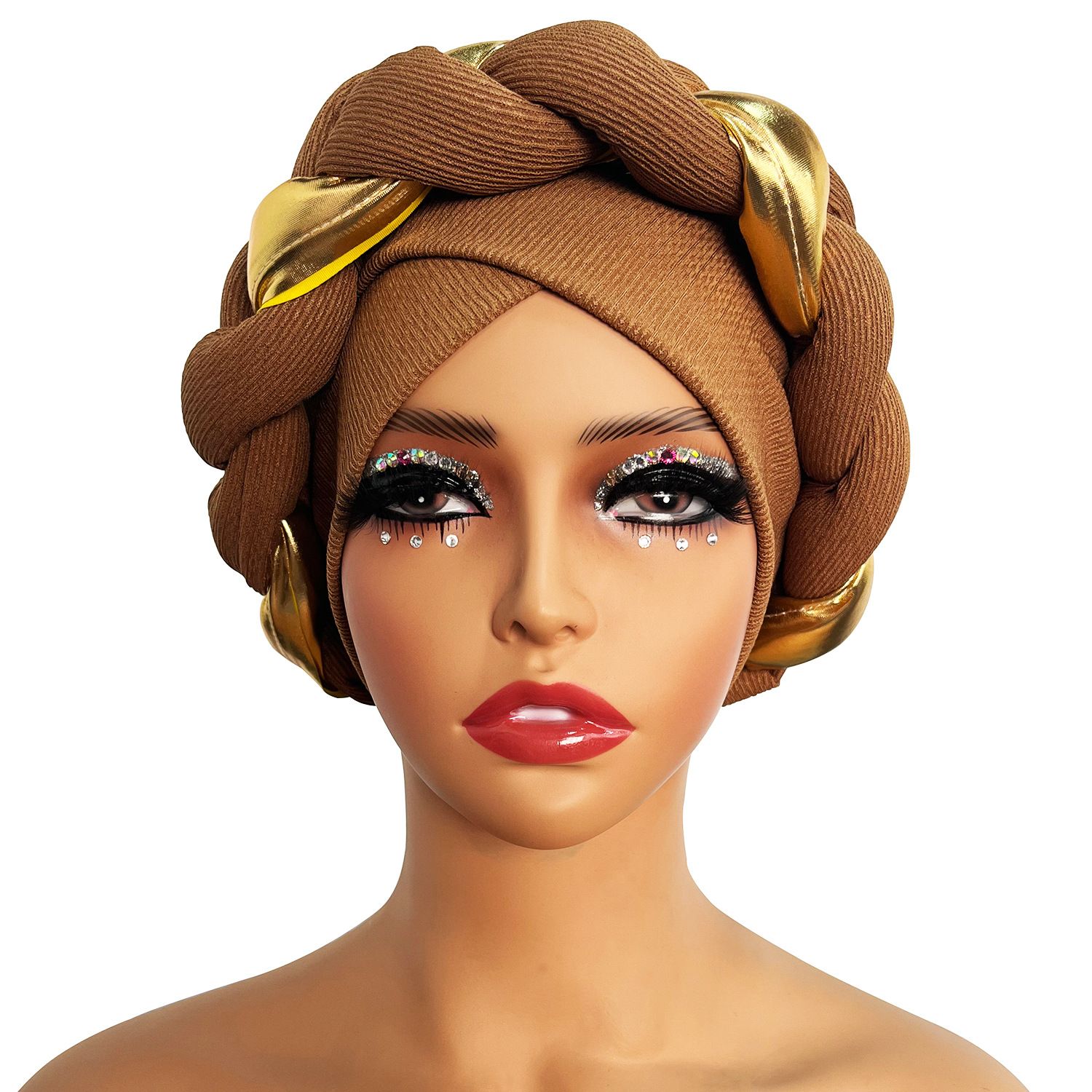Golden Big Braid Turban Hat Head Wraps Boho Beanies Elastic Bandana Chemo Cap Bonnet Lady Party Headpiece For wedding