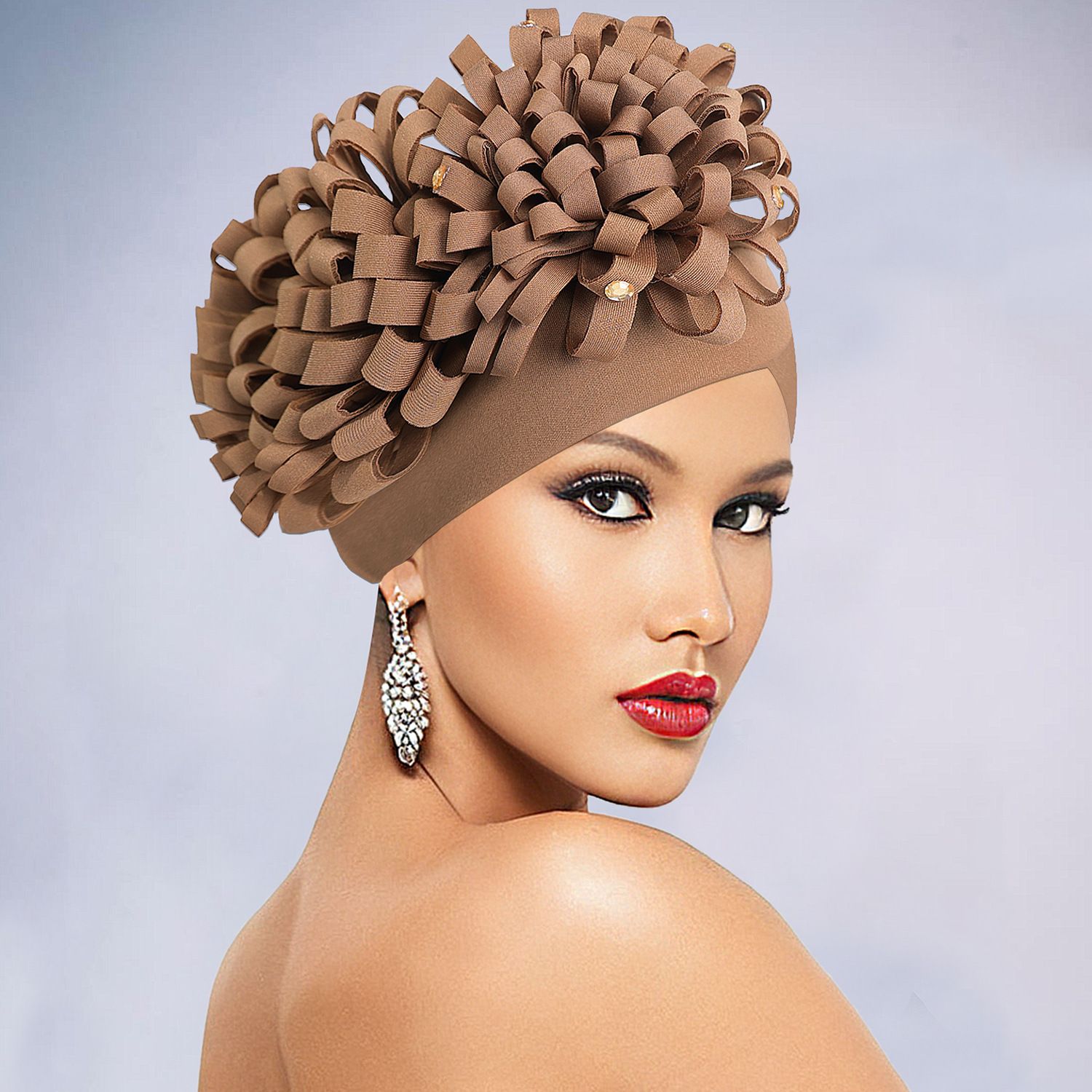 Stylish African Auto Gele Headtie Diamonds Women's Turban Cap Wedding Geles Muslim Head Wraps Bonnet