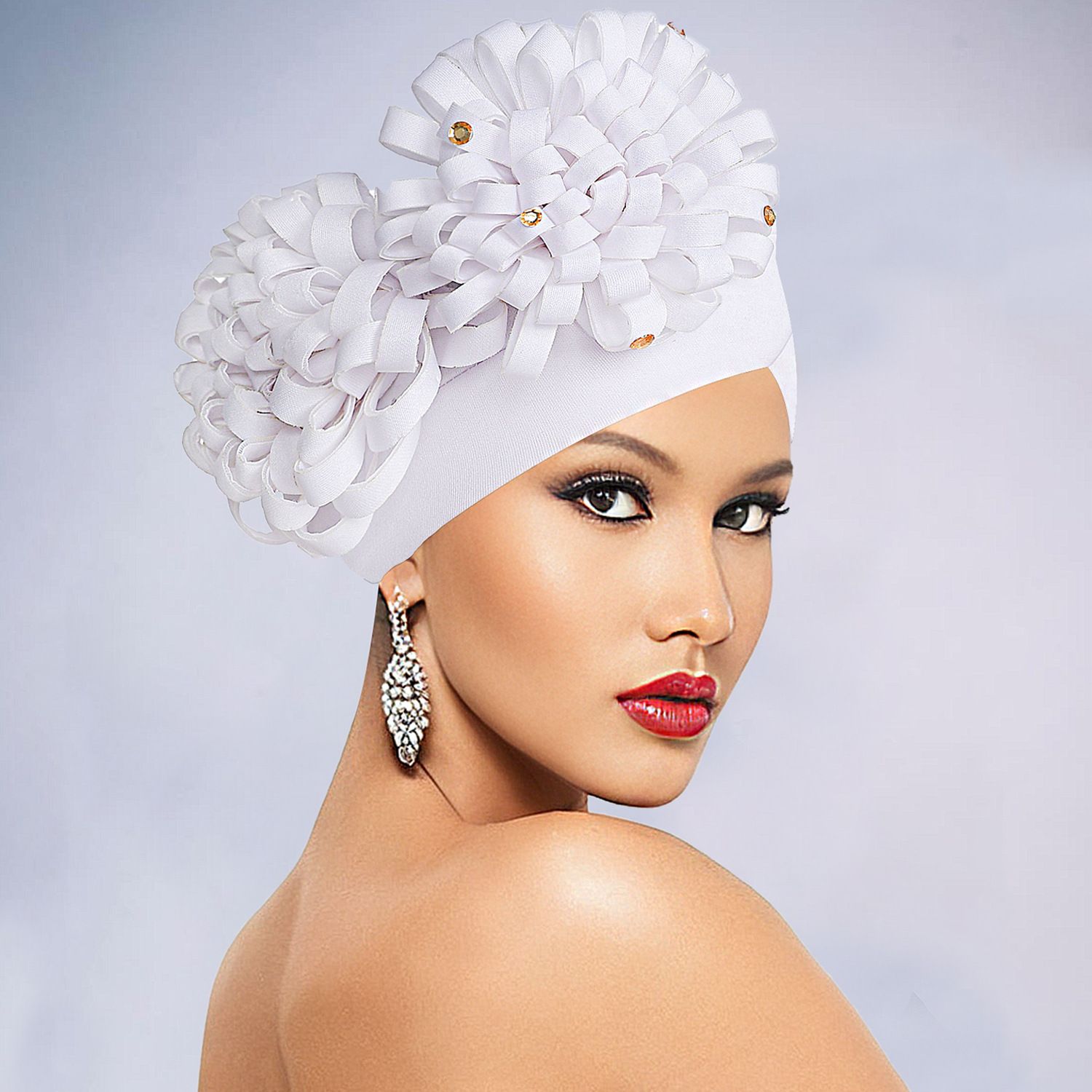Stylish African Auto Gele Headtie Diamonds Women's Turban Cap Wedding Geles Muslim Head Wraps Bonnet