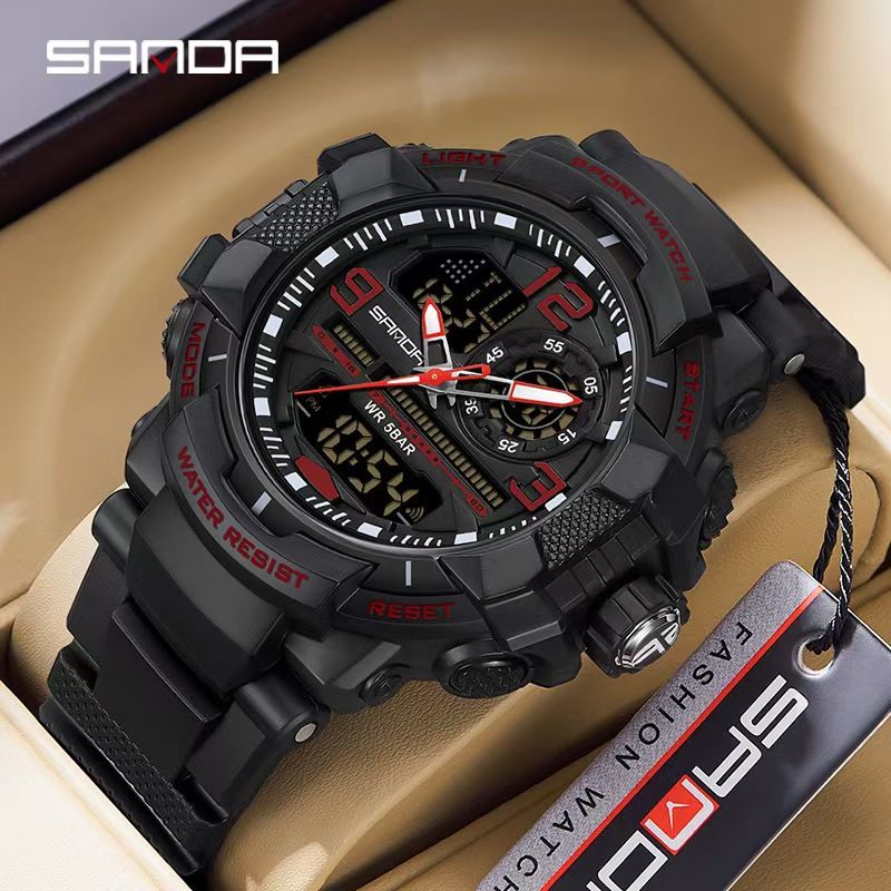 Waterproof glow-in-the-dark men's watch, multi-functional LED digital luminous calendar alarm men's watch, outdoor sports watch, men's chronograph watch, men's gift