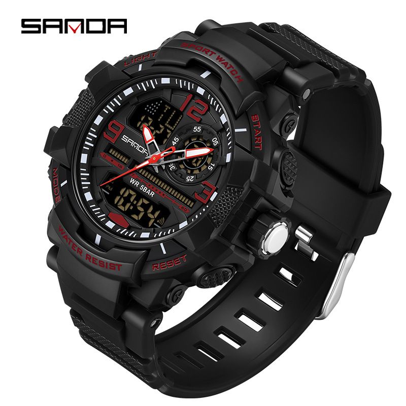 Waterproof glow-in-the-dark men's watch, multi-functional LED digital luminous calendar alarm men's watch, outdoor sports watch, men's chronograph watch, men's gift