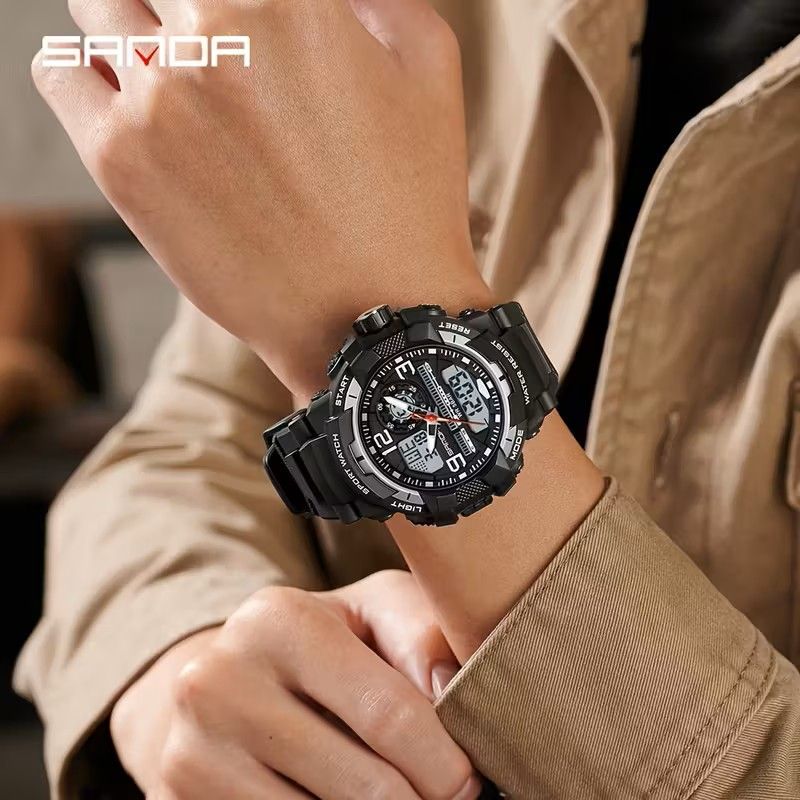 Waterproof glow-in-the-dark men's watch, multi-functional LED digital luminous calendar alarm men's watch, outdoor sports watch, men's chronograph watch, men's gift