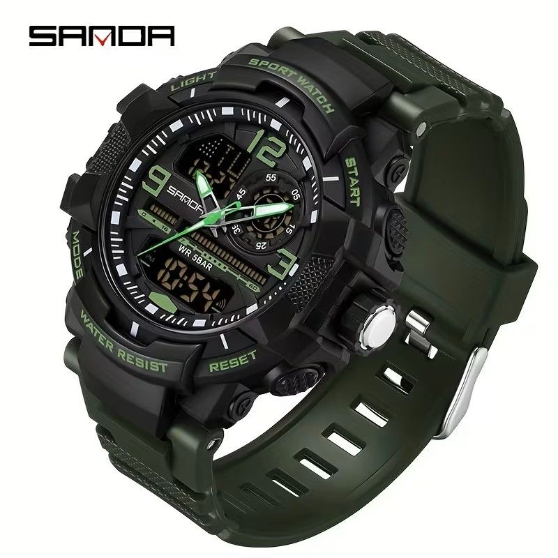 Waterproof glow-in-the-dark men's watch, multi-functional LED digital luminous calendar alarm men's watch, outdoor sports watch, men's chronograph watch, men's gift