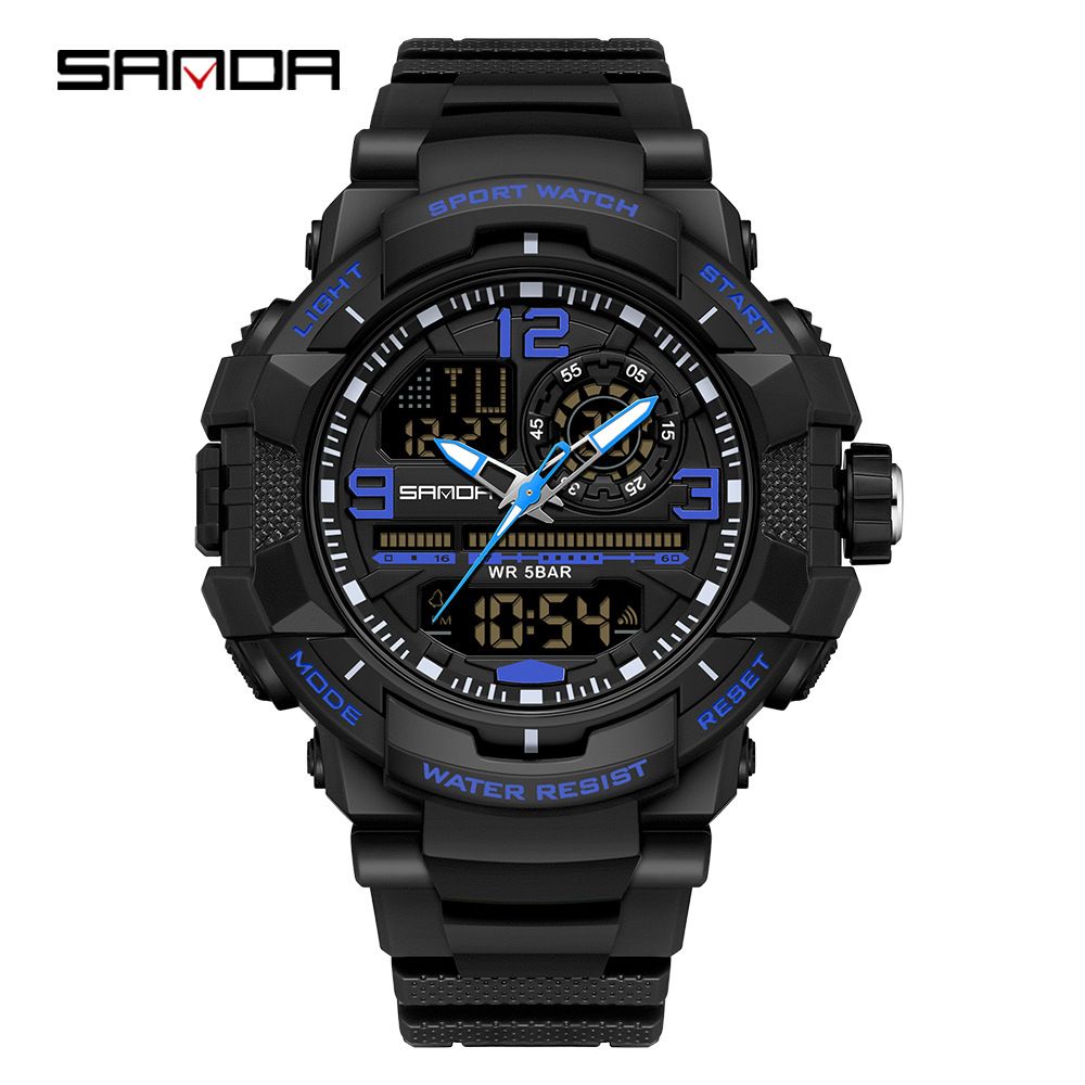 Waterproof glow-in-the-dark men's watch, multi-functional LED digital luminous calendar alarm men's watch, outdoor sports watch, men's chronograph watch, men's gift