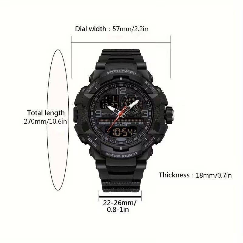 Waterproof glow-in-the-dark men's watch, multi-functional LED digital luminous calendar alarm men's watch, outdoor sports watch, men's chronograph watch, men's gift