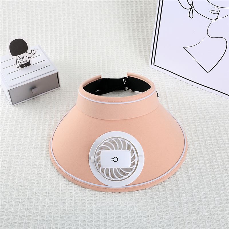 Women's Cooling Sun Visor with Fan | USB Rechargeable Fan Sun Hat | UPF50+ UV Protection,Adjustable Fit | Rechargeable Fan for Outdoor & Beach Use