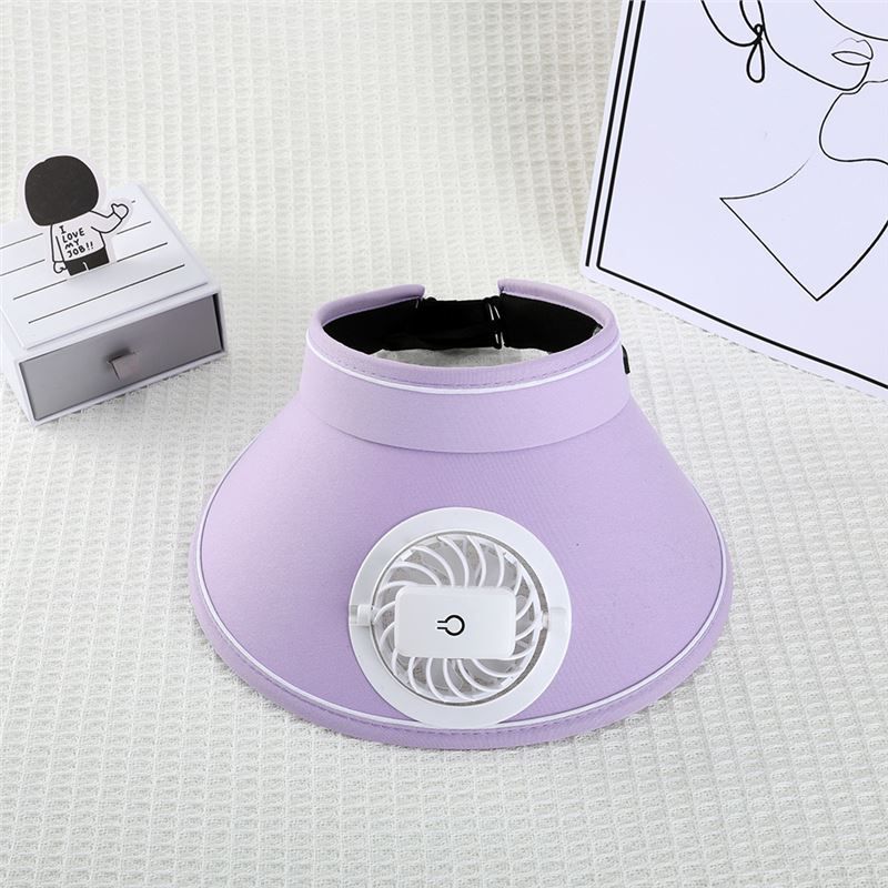 Women's Cooling Sun Visor with Fan | USB Rechargeable Fan Sun Hat | UPF50+ UV Protection,Adjustable Fit | Rechargeable Fan for Outdoor & Beach Use