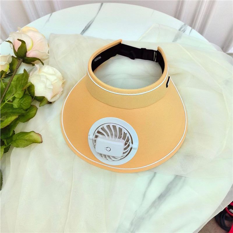 Women's Cooling Sun Visor with Fan | USB Rechargeable Fan Sun Hat | UPF50+ UV Protection,Adjustable Fit | Rechargeable Fan for Outdoor & Beach Use
