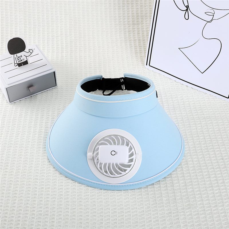 Women's Cooling Sun Visor with Fan | USB Rechargeable Fan Sun Hat | UPF50+ UV Protection,Adjustable Fit | Rechargeable Fan for Outdoor & Beach Use