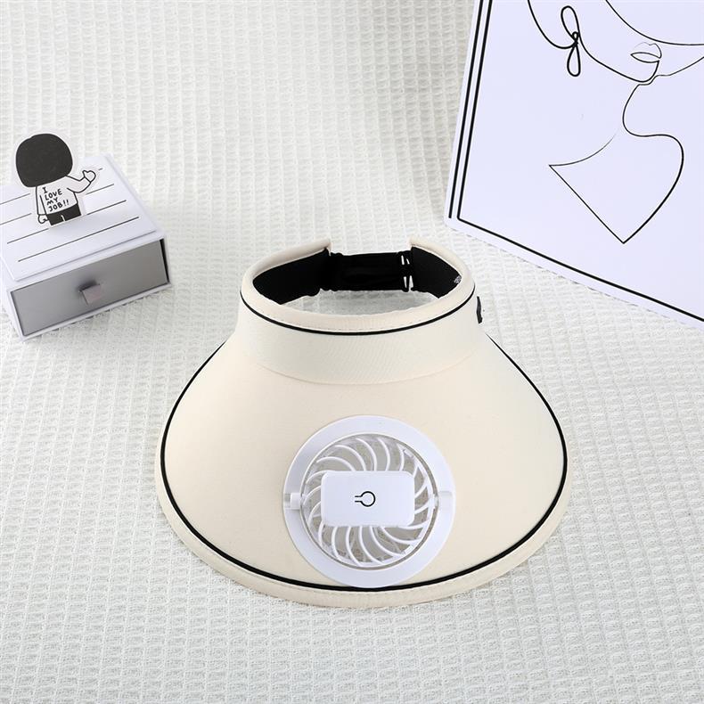 Women's Cooling Sun Visor with Fan | USB Rechargeable Fan Sun Hat | UPF50+ UV Protection,Adjustable Fit | Rechargeable Fan for Outdoor & Beach Use