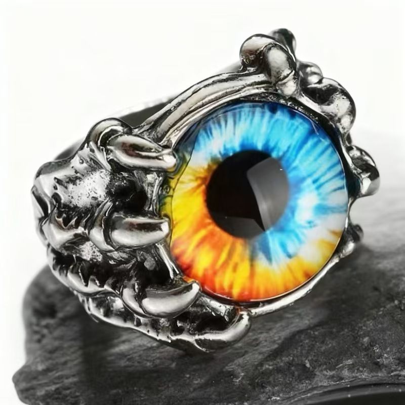 Adjustable Evil Eye Demon Claw Ring | Gothic Evil Eye Ring | Eagle Claw Design with Adjustable Size, Ideal for Punk, Rock & Biker Fashion | Unisex Punk Gothic Vintage Jewelry for Men & Women
