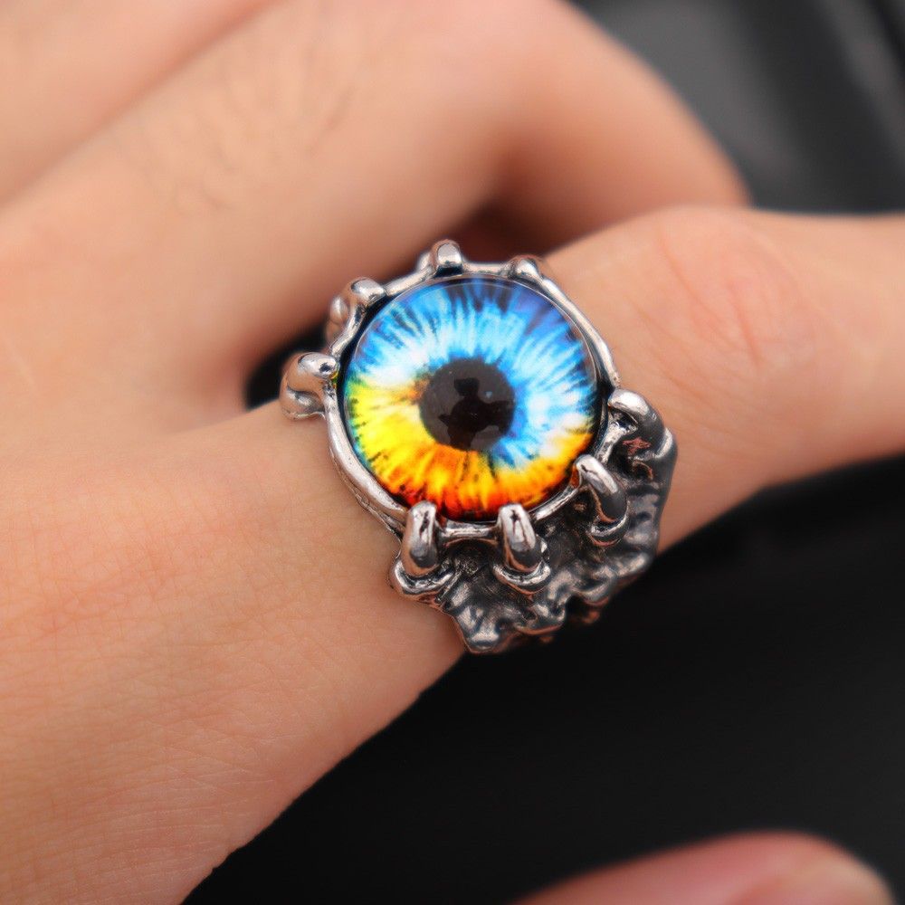 Adjustable Evil Eye Demon Claw Ring | Gothic Evil Eye Ring | Eagle Claw Design with Adjustable Size, Ideal for Punk, Rock & Biker Fashion | Unisex Punk Gothic Vintage Jewelry for Men & Women