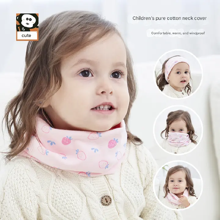 🐰🐻Kids' 100% Cotton Neck Gaiter | Multifunctional Baby Scarf, Windproof Warm Neck Cover, Face mask for Winter | Cute Cartoon Print, Soft Breathable Scarf for Boys & Girls