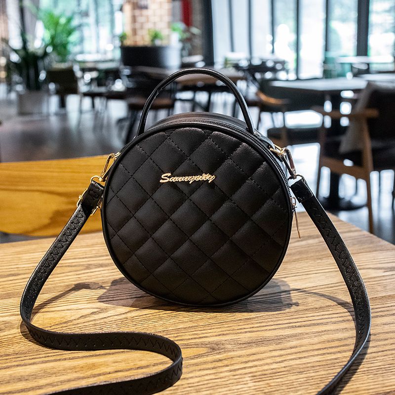 New Lingge Embroidery Women's One Shoulder Bag Small Round Bag Mini Crossbody Bag Handbags