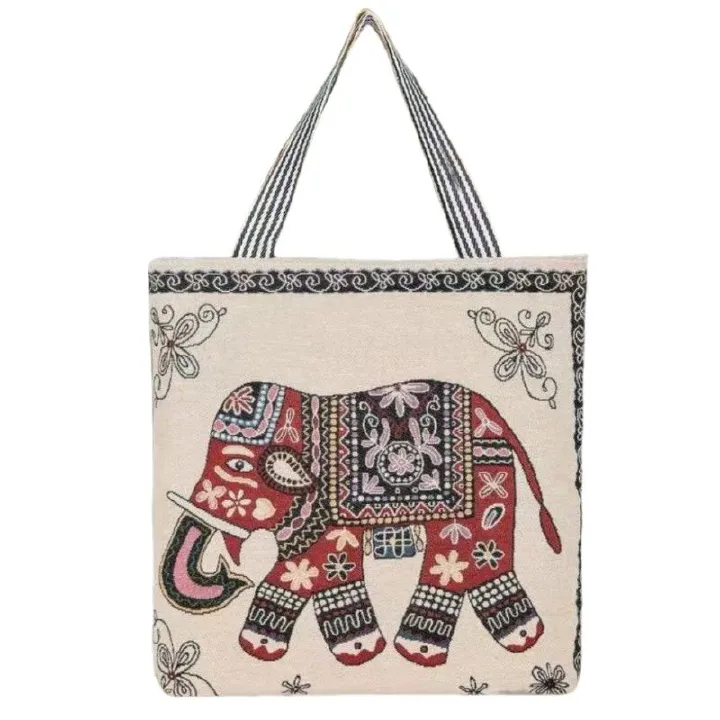 Large Capacity Canvas Tote Bags Shoulder Bag Linen Crossbody Bag For Women Trendy Cool Ethnic Style Shoulder Bag Handbag