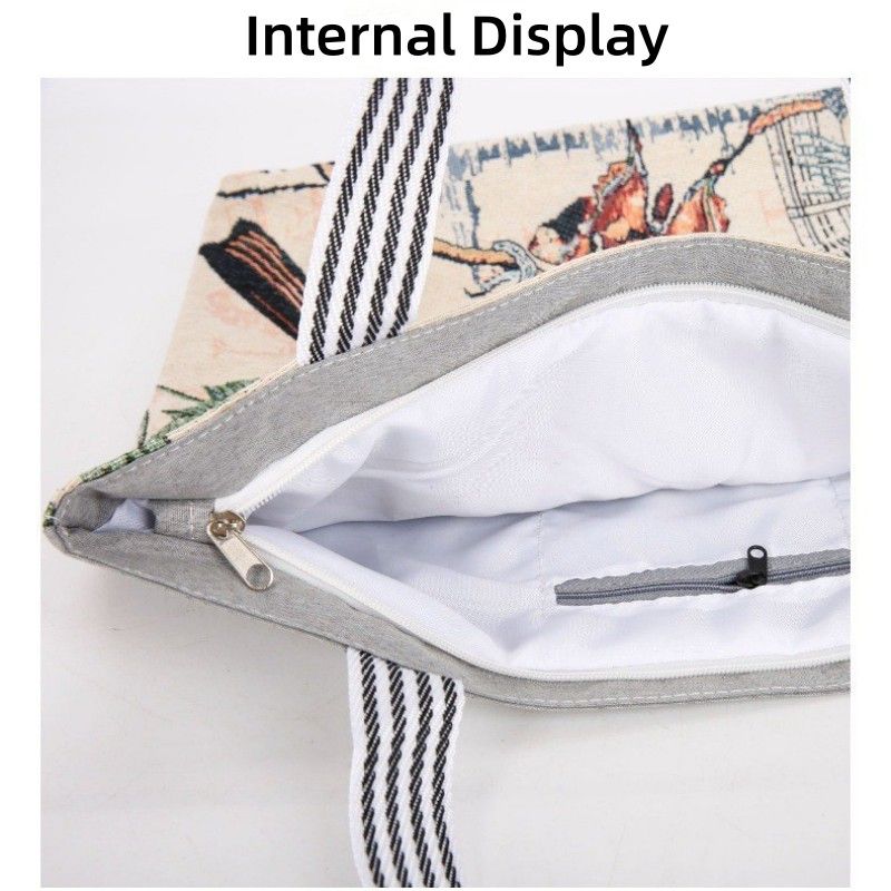 Large Capacity Canvas Tote Bags Shoulder Bag Linen Crossbody Bag For Women Trendy Cool Ethnic Style Shoulder Bag Handbag