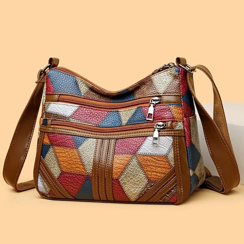 New Crossbody Women's Bag Splicing Color Contrasting Women's Fashion Multi layer Pocket Retro Versatile Shoulder Bag Women Luxury Handbags