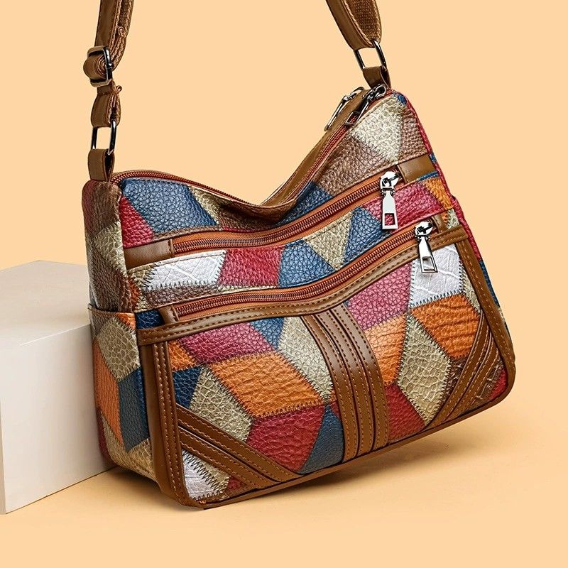 New Crossbody Women's Bag Splicing Color Contrasting Women's Fashion Multi layer Pocket Retro Versatile Shoulder Bag Women Luxury Handbags