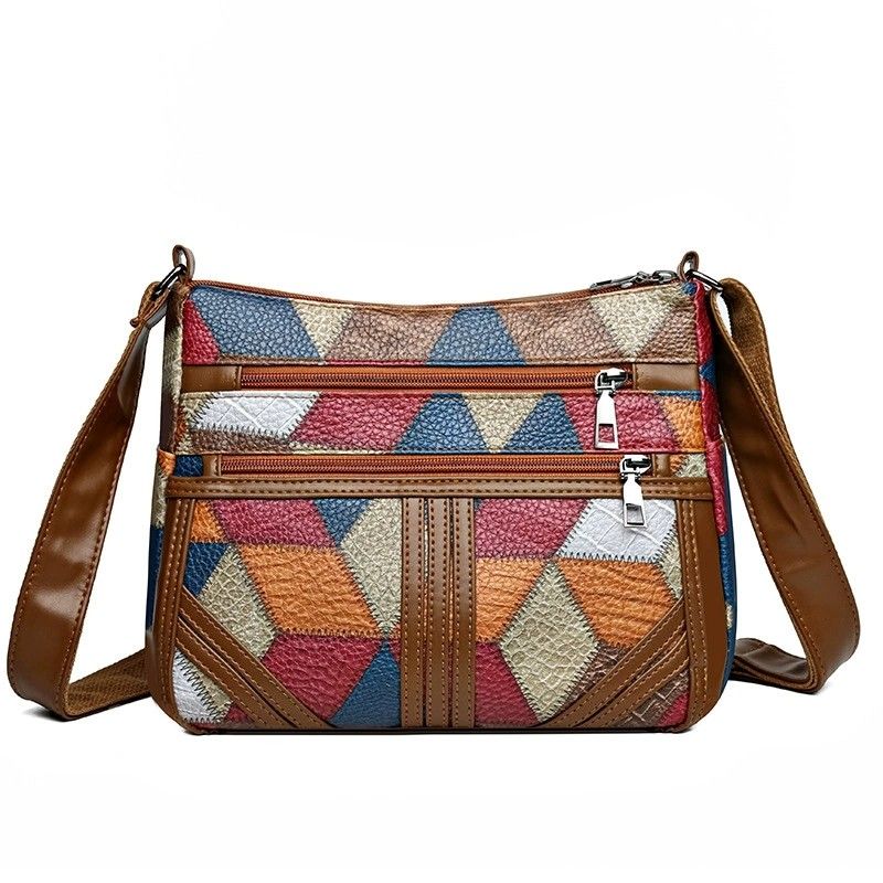 New Crossbody Women's Bag Splicing Color Contrasting Women's Fashion Multi layer Pocket Retro Versatile Shoulder Bag Women Luxury Handbags
