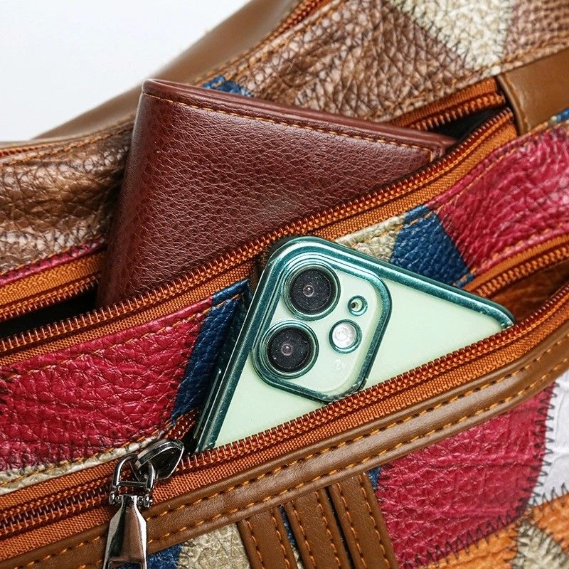 New Crossbody Women's Bag Splicing Color Contrasting Women's Fashion Multi layer Pocket Retro Versatile Shoulder Bag Women Luxury Handbags