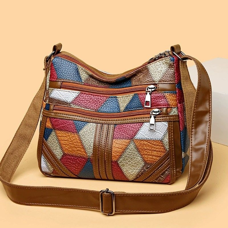 New Crossbody Women's Bag Splicing Color Contrasting Women's Fashion Multi layer Pocket Retro Versatile Shoulder Bag Women Luxury Handbags