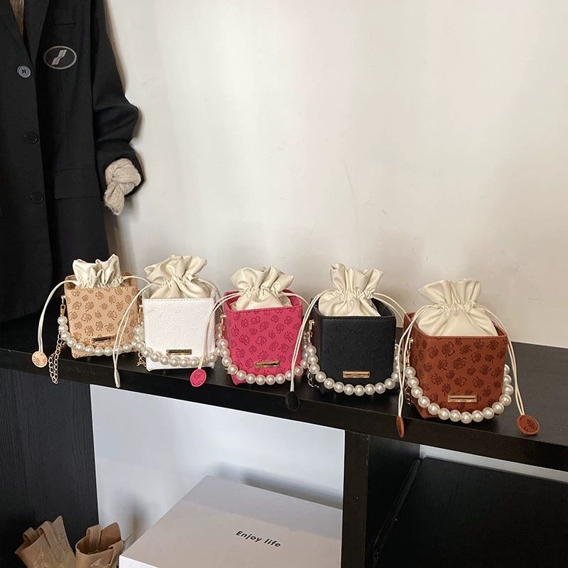 Leisure Beautiful Bucket  Ladies Bags Casual And Simple Crossbody Bags  Pearl Handbag For Women