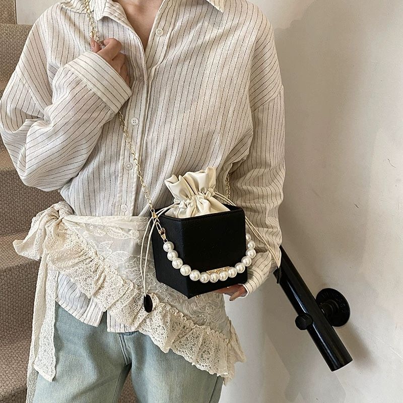 Leisure Beautiful Bucket  Ladies Bags Casual And Simple Crossbody Bags  Pearl Handbag For Women