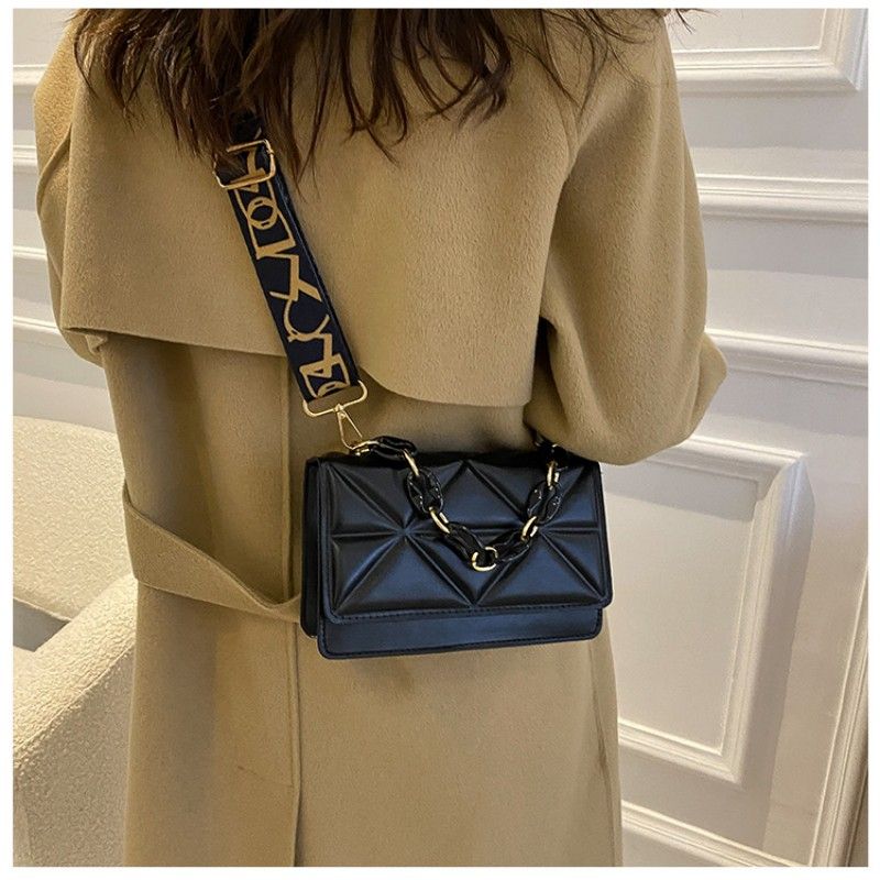 Single Shoulder Crossbody Women's Handbags Popular Chain Handbag Texture Niche Diamond Grid Small Square Bag