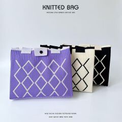 Fashion Tote Bags Diamond-pattern Knitted Shoulder Bag Versatile Concealed Buckle Design Handheld And Tote Style Large Capacity Single Shoulder Bag HandBags