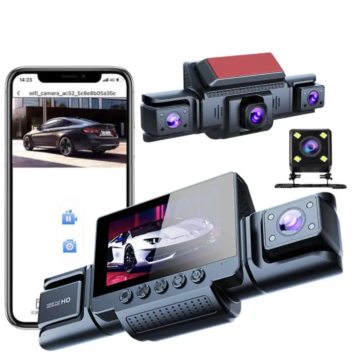 Mini WIFI 4 Channel 1080P 360 CarDash Camera 8 Infrared Light Night Vision 170 Degree with Rear Lens Car DVR 24H Parking Monitor