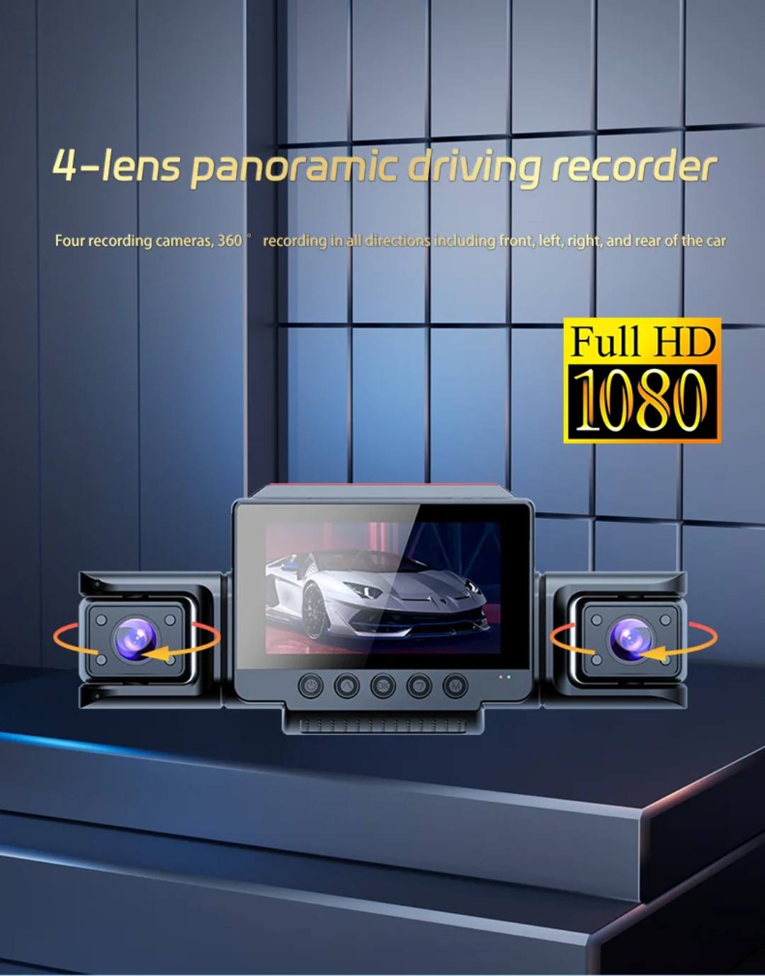 Mini WIFI 4 Channel 1080P 360 CarDash Camera 8 Infrared Light Night Vision 170 Degree with Rear Lens Car DVR 24H Parking Monitor