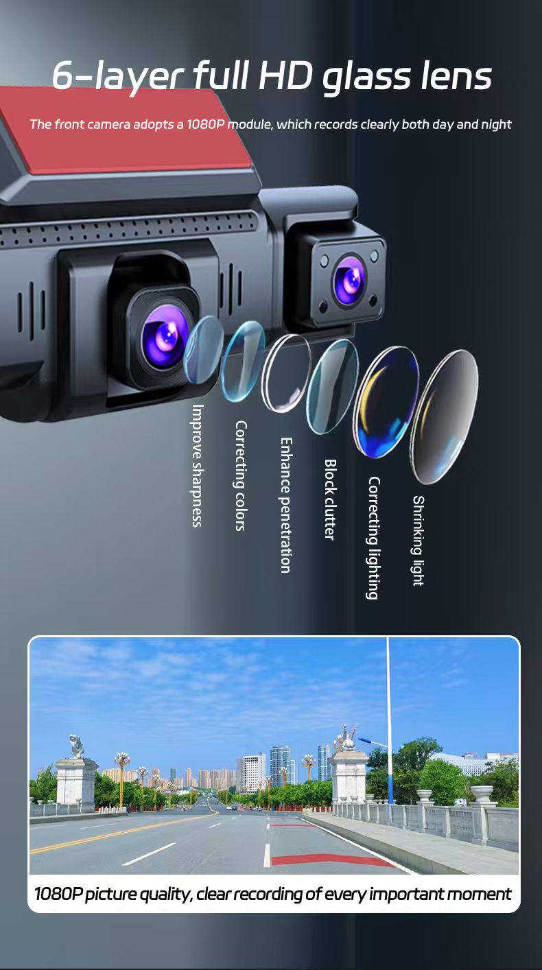 Mini WIFI 4 Channel 1080P 360 CarDash Camera 8 Infrared Light Night Vision 170 Degree with Rear Lens Car DVR 24H Parking Monitor