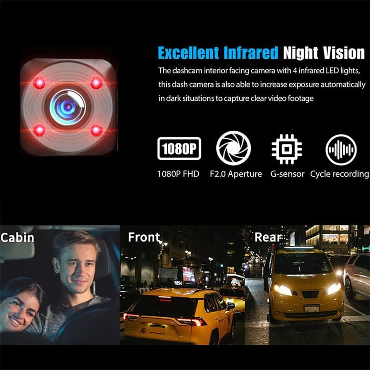 High Quality Full Hd 1080P 3 Lens Camera Dashcam Wifi Car Dvr 3 in 1 Front and Back Dash Cam Cameras for Car