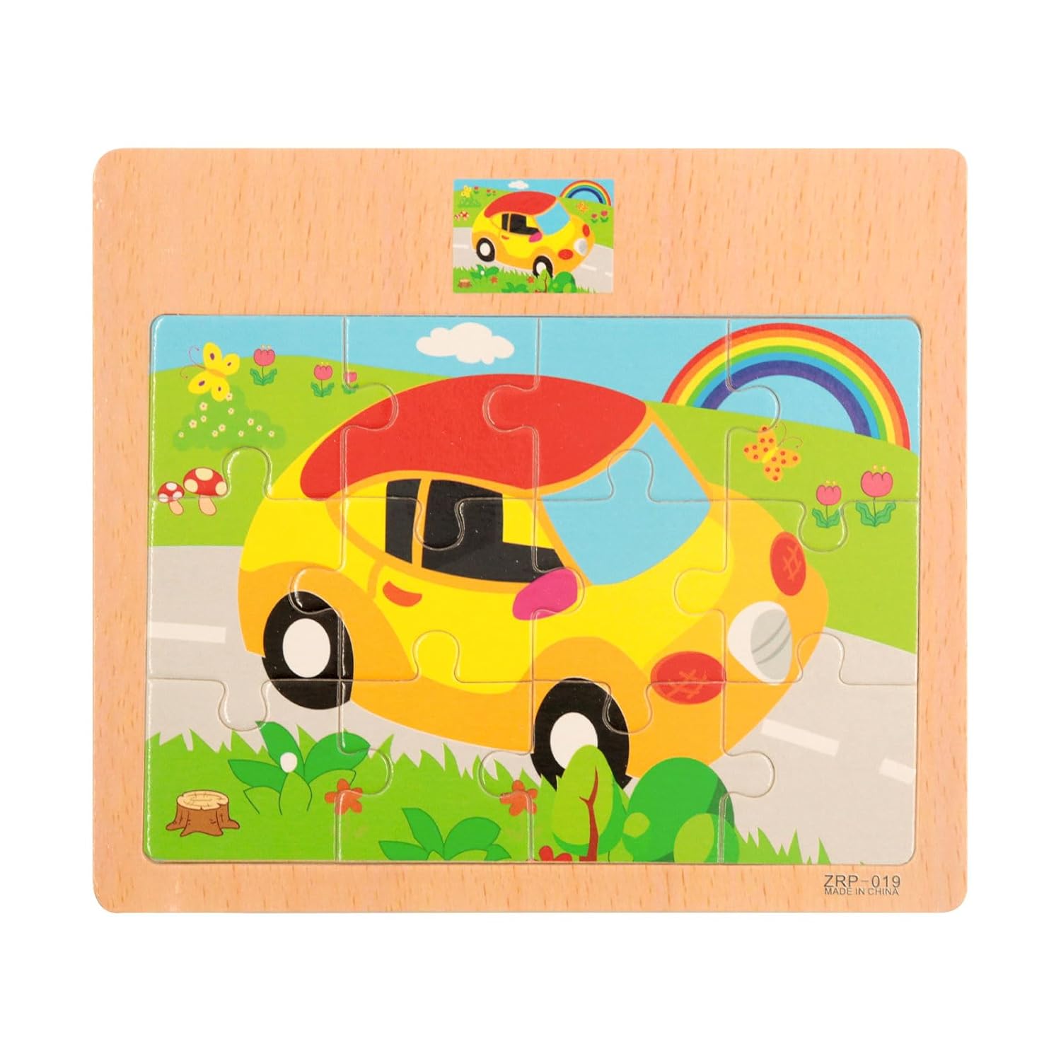 Montessori Wooden Puzzle Set 12 Piece Colourful Wooden Educational  Jigsaw Puzzle (4 Puzzles)
