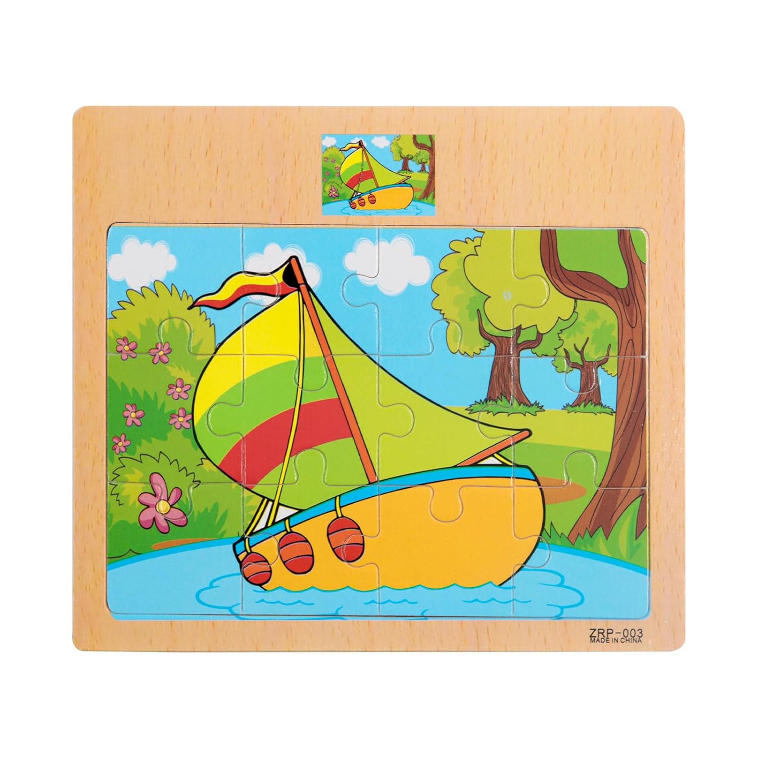Montessori Wooden Puzzle Set 12 Piece Colourful Wooden Educational  Jigsaw Puzzle (4 Puzzles)