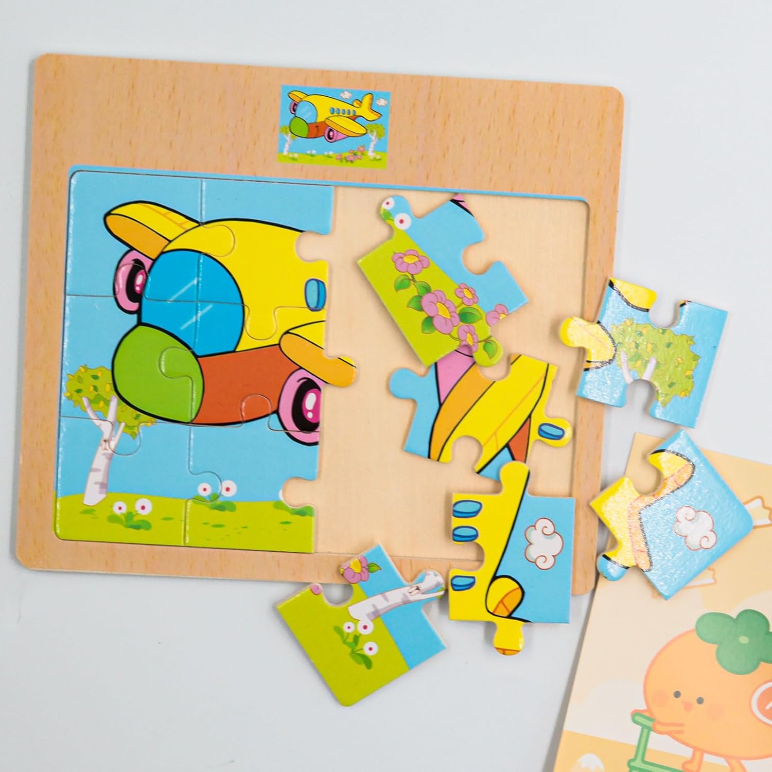 Montessori Wooden Puzzle Set 12 Piece Colourful Wooden Educational Jigsaw Puzzle (1 Puzzle)