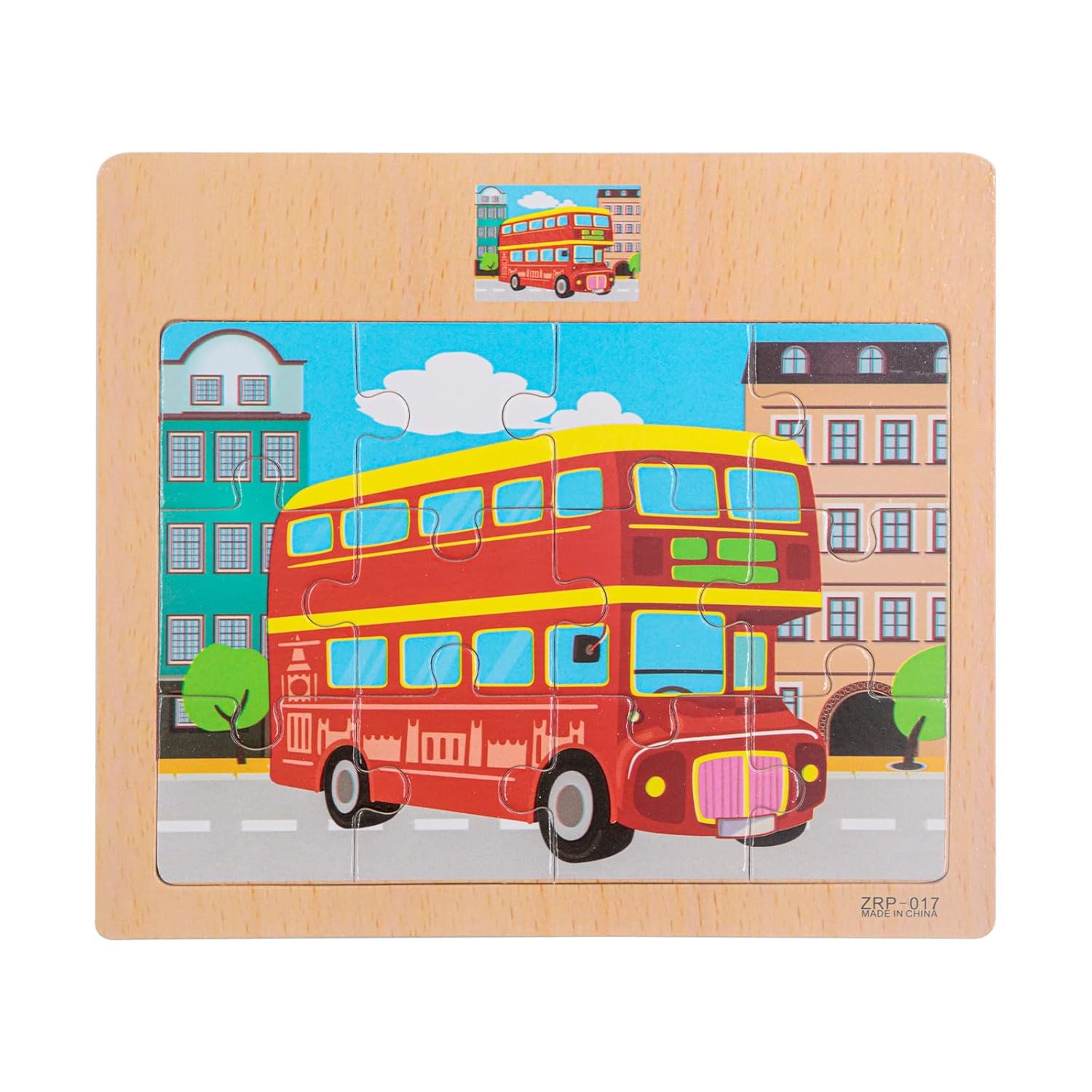 Montessori Wooden Puzzle Set 12 Piece Colorful Wooden Educational Jigsaw Puzzle (1 Puzzle)