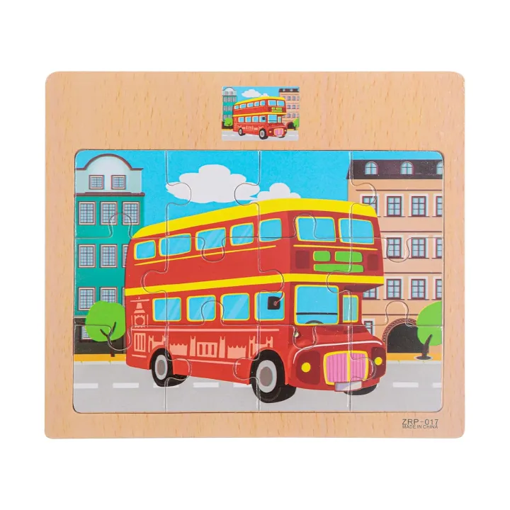 Montessori Wooden Puzzle Set 12 Piece Colorful Wooden Educational Jigsaw Puzzle (1 Puzzle)