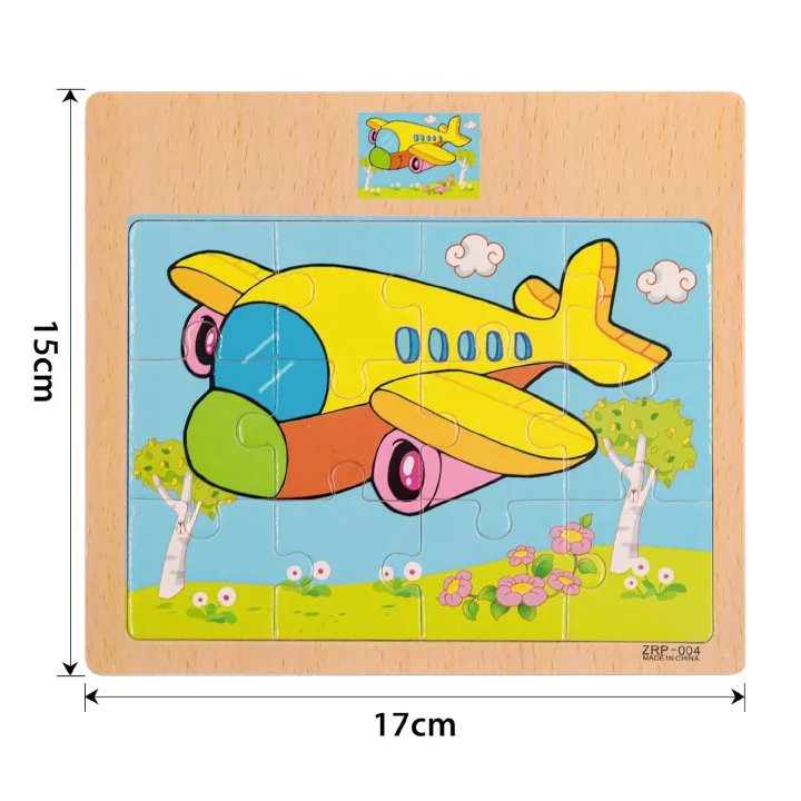 Montessori Wooden Puzzle Set 12 Piece Colorful Wooden Educational Jigsaw Puzzle (1 Puzzle)