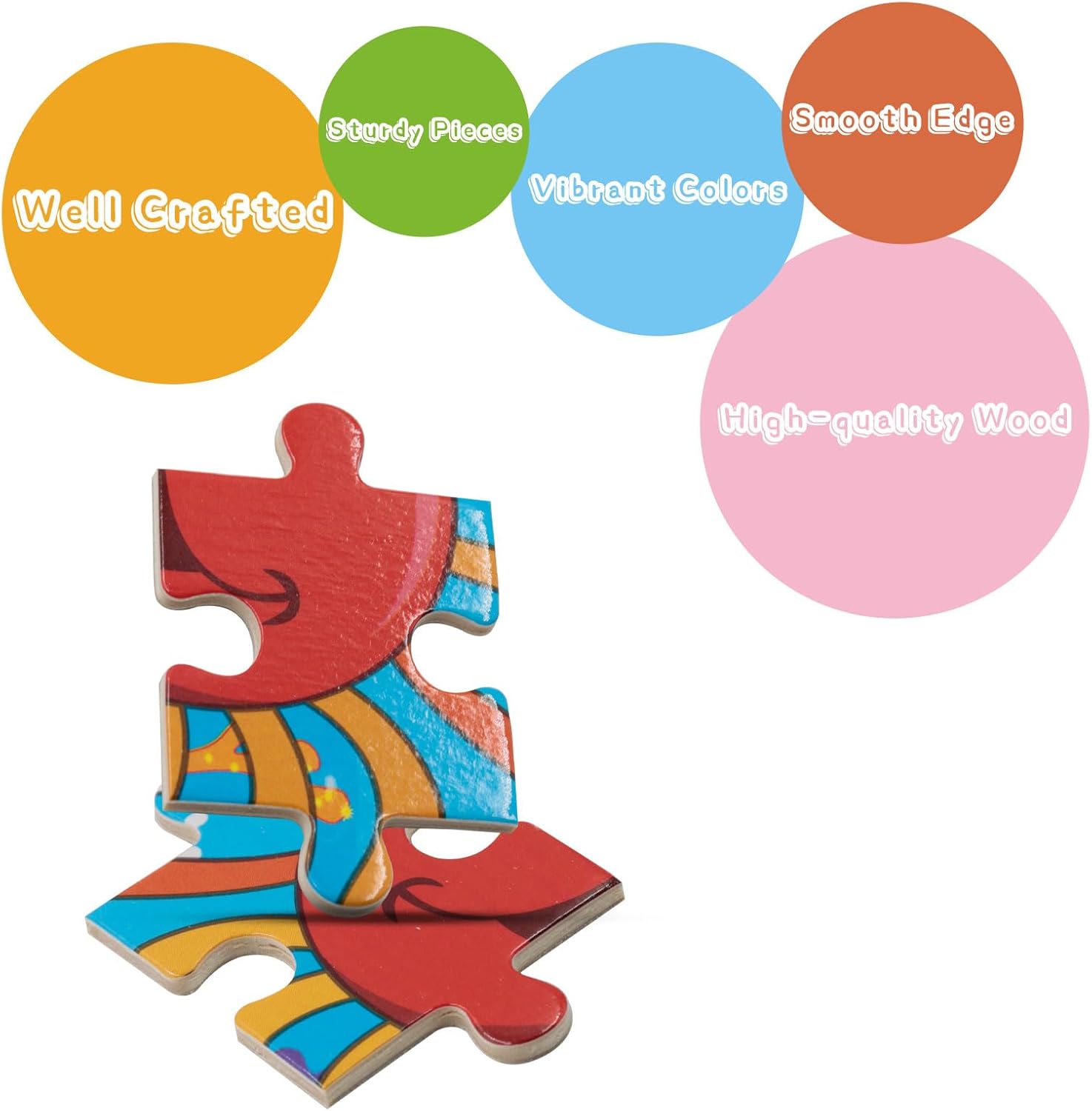 Wooden Jigsaw Puzzles Set for Kids 2-5 Years 12 Piece Colorful Wooden Educational Sea Animals Puzzles (4 Puzzles)