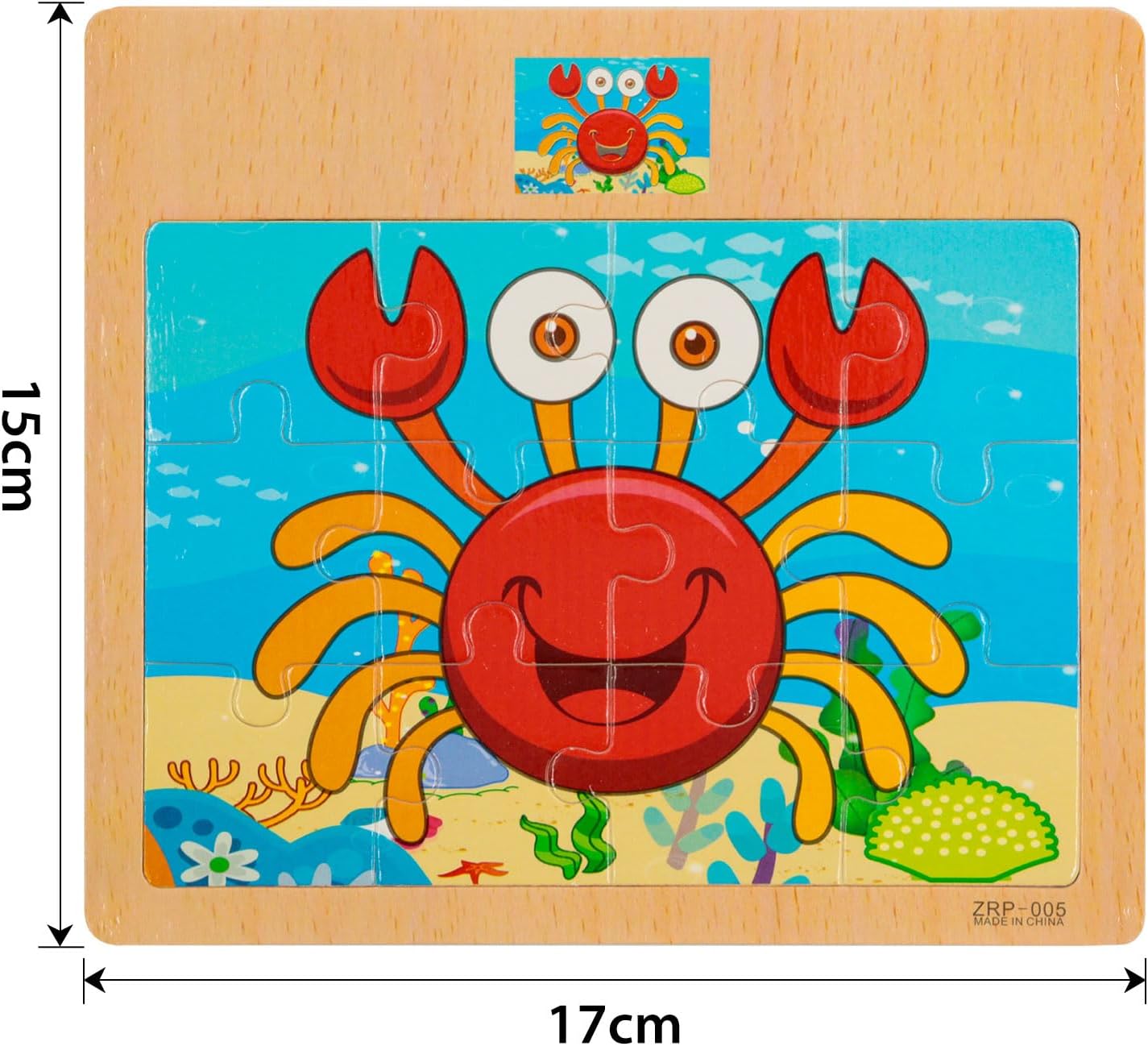 Wooden Jigsaw Puzzles Set for Kids 2-5 Years 12 Piece Colorful Wooden Educational Sea Animals Puzzles (4 Puzzles)