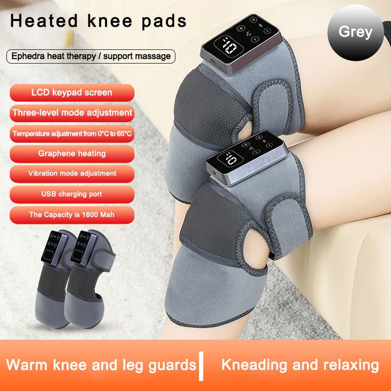 Heated Knee Massager, Cordless Heated Knee Support Wrap with Massage & Vibration, 5 Heating Modes, Rechargeable Knee Brace Warmer for Knee Elbow Shoulder Relax, Muscle Strain Joint Stiff Pain Relief