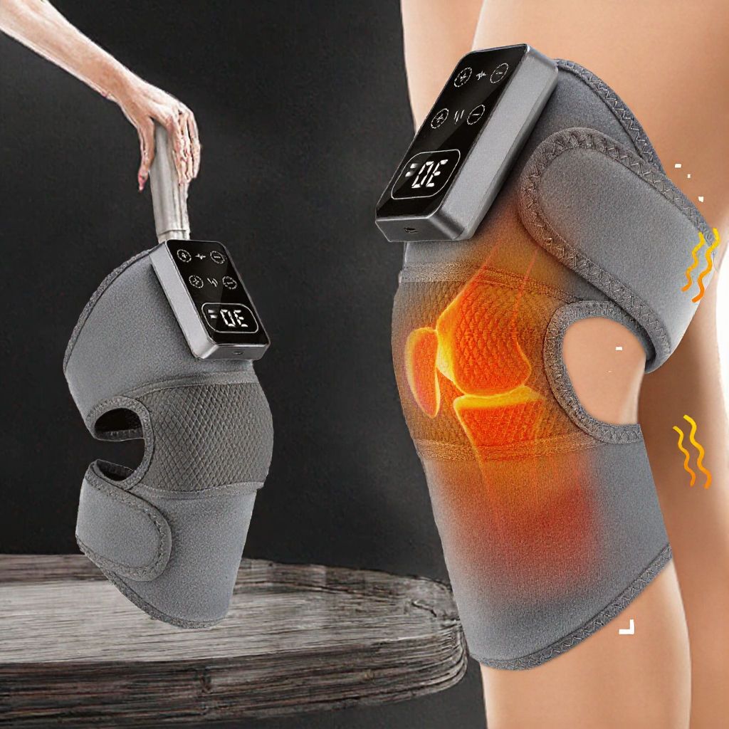 Heated Knee Massager, Cordless Heated Knee Support Wrap with Massage & Vibration, 5 Heating Modes, Rechargeable Knee Brace Warmer for Knee Elbow Shoulder Relax, Muscle Strain Joint Stiff Pain Relief